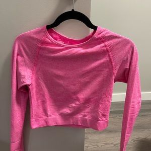 Pink tight seamless long sleeve crop top size M